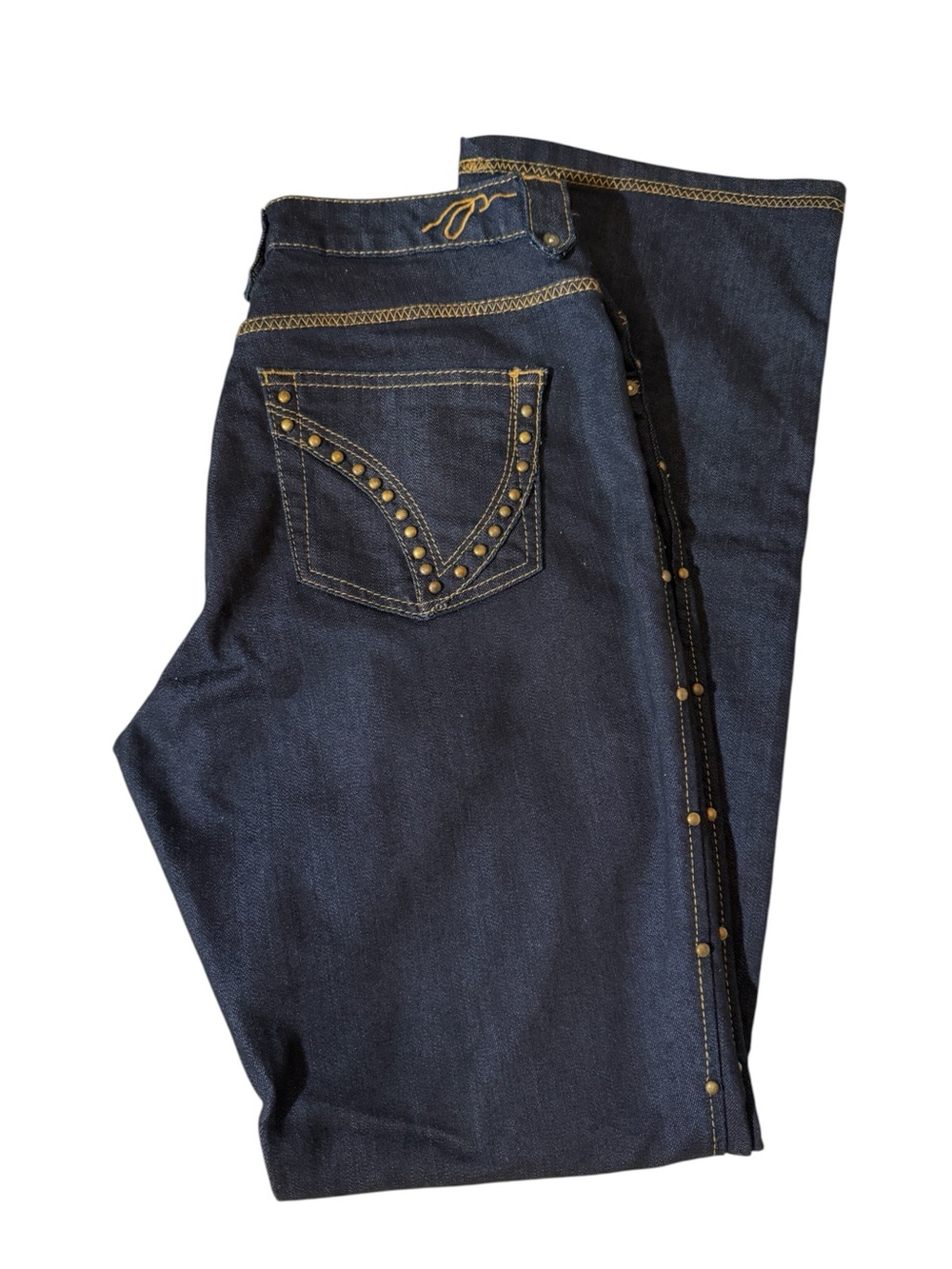 PZI Studded Dark Wash Boot Cut Jeans, size 10/34